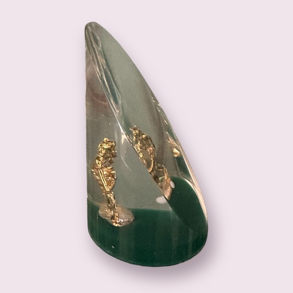 Vintage Made In Canada Gold Tennis Player Clear Paper Weight Desk Decor Unique - Picture 2 of 5